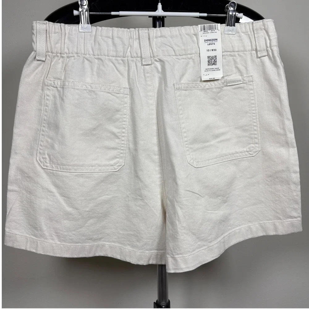 Denizen from Levis Womens Loose A-Line Shorts White High Rise Cotton 10 W30 NWT